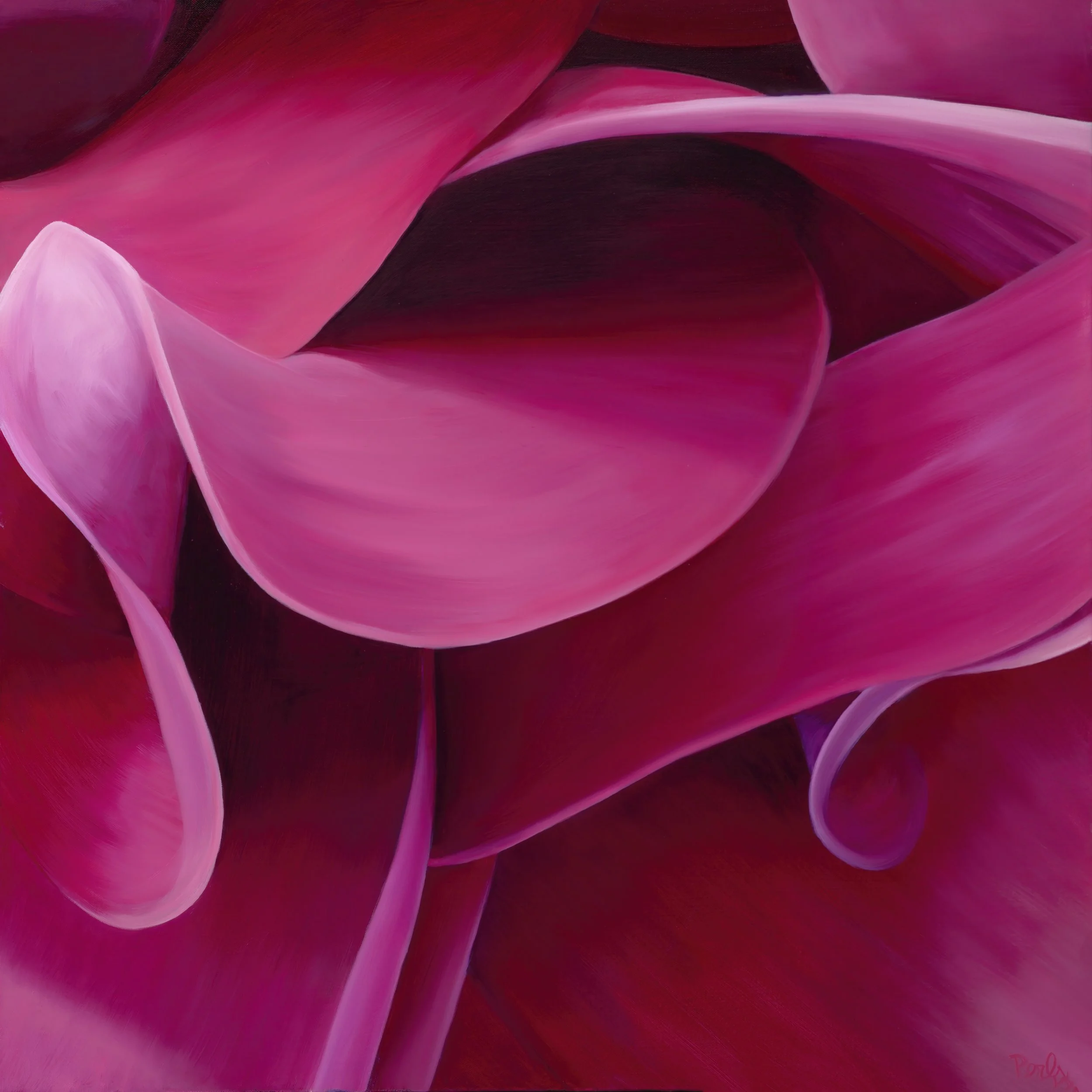 Heartfelt oil painting of dahlia flower — Rachel Perls, artist